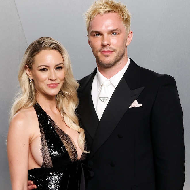 Bryana Holly and Nicholas Hoult attend the 2026 Vanity Fair Oscar Party hosted by Mark Guiducci at Los Angeles County Museum of Art on March 15, 2026 in Los Angeles, California.